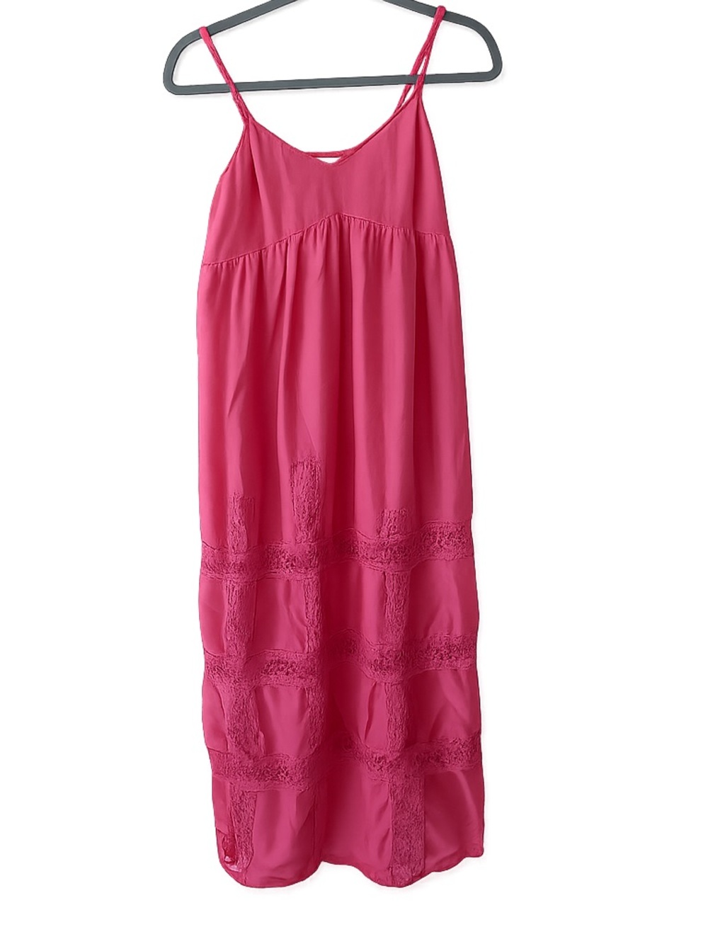Feather Bone by Anthropology Pink Slip Dress with Lace Trim size Medium